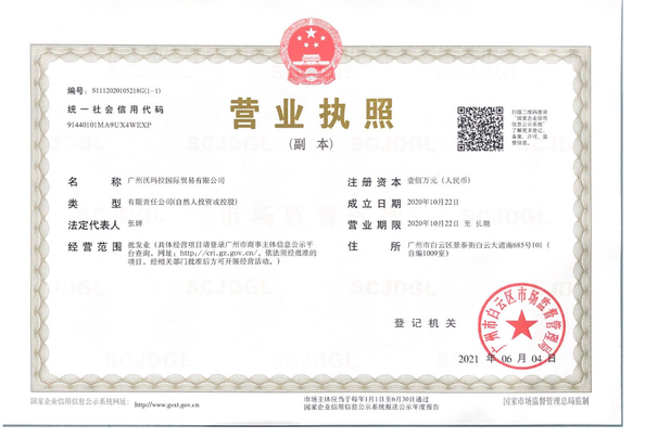 China Guangzhou Womala International Trade Co., Ltd. zertifizierungen